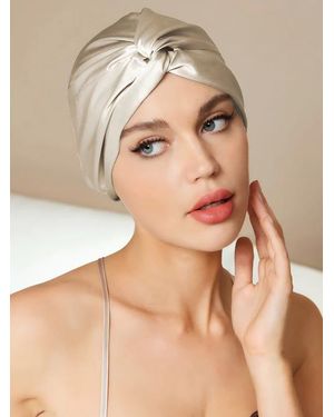 SILKSILKY Pure Silk Knot-Front Hair Bonnet - Natural