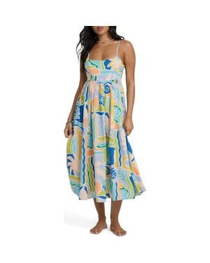 Billabong Island Life Cotton & Linen Midi Sundress - Blue