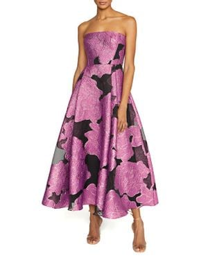 ML Monique Lhuillier Elle Metallic Strapless Jacquard Cocktail Dress - Pink