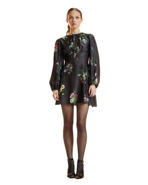 Cynthia Rowley Printed Lurex Mini Dress - Black