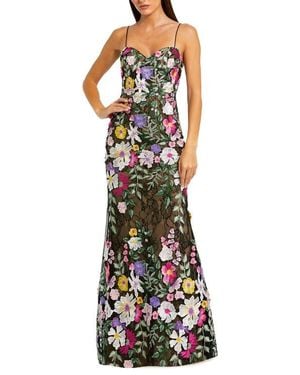 Mac Duggal Floral Embroidered Sleeveless Bustier Gown - Multicolor