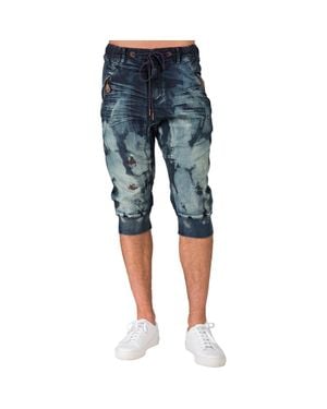 Level 7 Denim Wash Capri Sweatpants - Blue