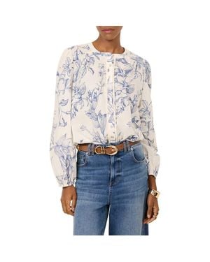 Mint Velvet Cotton Floral Print Blouse - White