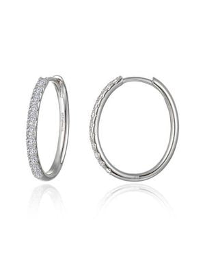 Lafonn Alina Pavé Simulated Diamond Small Oval Hoop Earrings - White