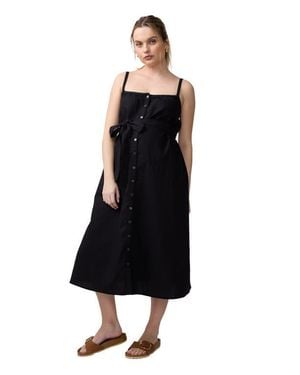 Ingrid & Isabel Sleeveless Button Front Midi Dress - Black