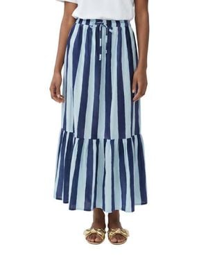 The Lulo Project Crustacean Stretch Cotton Maxi Skirt - Blue