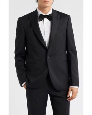AllSaints Ryder Peak Lapel Stretch Wool Tuxedo Jacket - Black