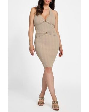 Marciano Kathleen Rib Halter Sweater Dress - Natural