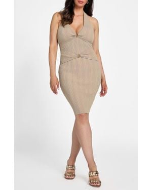 Marciano Kathleen Rib Halter Sweater Dress - Natural