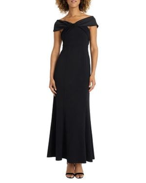 Maggy London Twist Front Off The Shoulder Gown - Black