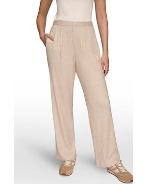 Donna Karan High Waist Wide Leg Pull-On Sweater Pants - Natural
