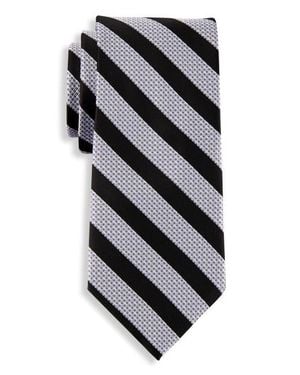 Oak Hill by DXL Big & Tall Textured Stripe Tie V2 - Gray