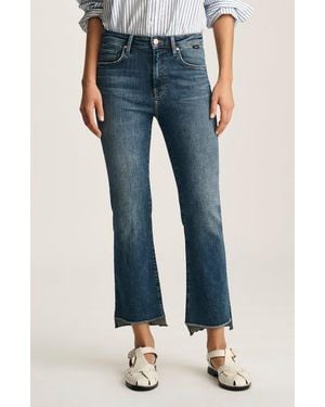Mavi Anika Raw Hem Mid Rise Crop Flare Jeans - Blue