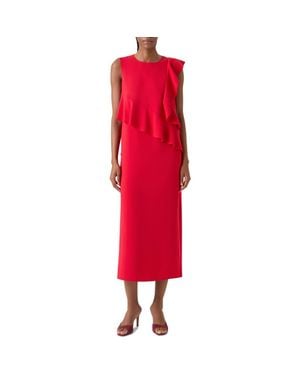 Akris Punto Laser Cut Crepe Column Gown - Red