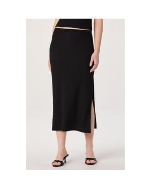 Astr Milana Rib Midi Skirt - Black