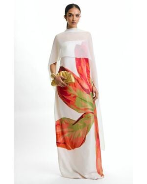 Diarrablu Tubi Twa Strapless Dress With Shawl - Red