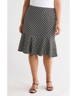 Kasper Dot Frill Hem Skirt - Black