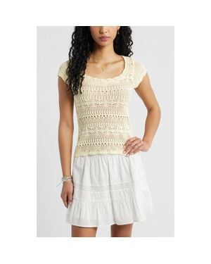 BP. Cotton Pointelle T-Shirt - White