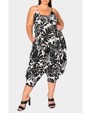 L I V D Kiana Palm Print Jumpsuit - Black