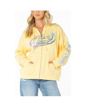 Roxy Sundown Zip Graphic Hoodie - Yellow