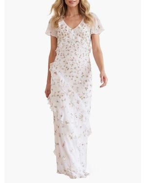 Needle & Thread Meadow Ditsy Georgette Gown - White