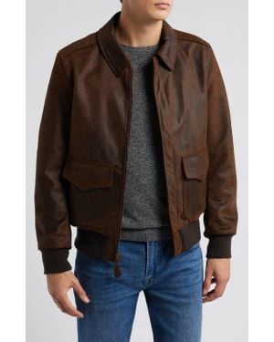 Schott Nyc Lightweight Leather Flight Jacket - Brown