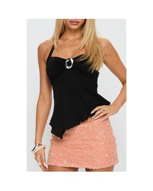 Princess Polly Attina Hardware Detail Halter Top - Black