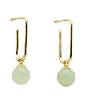 seree Pin Jade Bead Earrings - Green