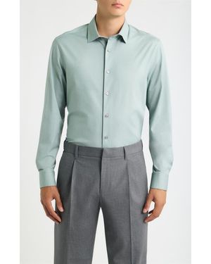 Bugatchi Jimmy Ooohcotton Long Sleeve Performance Shirt - Blue