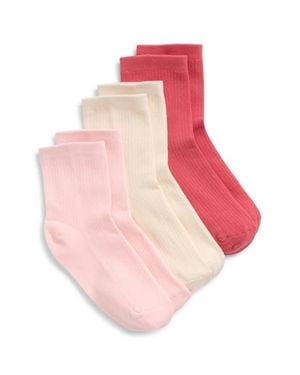 Stems 3-Pack Cotton Blend Ribbed Ankle Socks - Pink