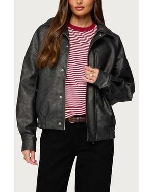 Edikted Mori Oversize Faux Leather Jacket - Black
