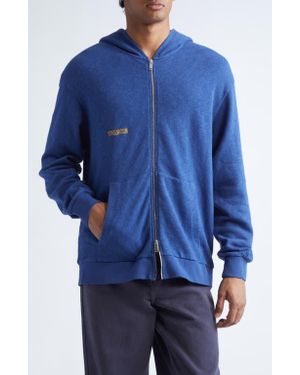 Palmes Waffle Stitch Zip Hoodie - Blue