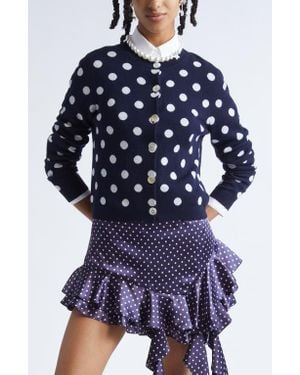 Sandy Liang Cairo Polka Dot Wool Cardigan - Blue