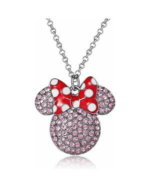 Disney Fashion Polka Dot Bow Crystals Pave Necklace - Red