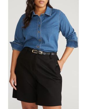 UNIVERSAL STANDARD Chambray Button-Up Shirt - Blue
