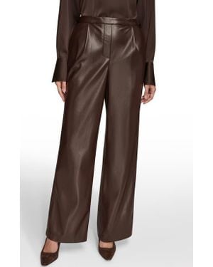 Donna Karan Pull On Faux Leather Pants - Brown