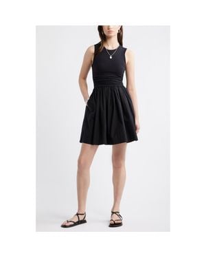 Treasure & Bond Cinched Knit Fit & Flare Dress - Black