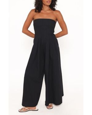 Petal & Pup Wren Strapless Wide Leg Jumpsuit - Black