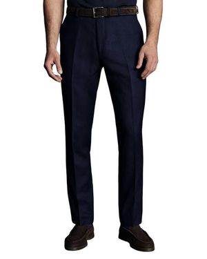 Charles Tyrwhitt Slim Fit Natural Stretch Birdseye Suit Trouser - Blue