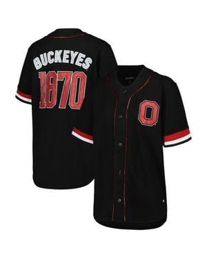 The Wild Collective Ohio State Buckeyes Button-Up Baseball Shirt - Black