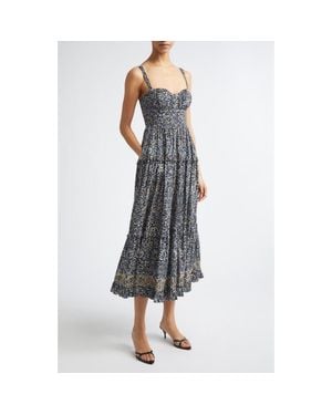 Ulla Johnson Ophelia Floral Print Sleeveless Tiered Maxi Dress - Gray