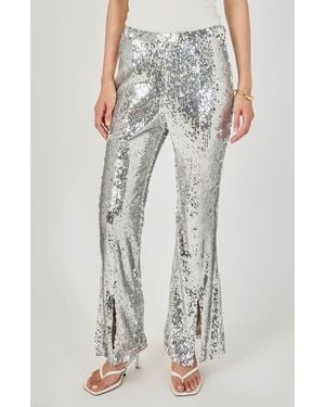 Endless Rose Sequin Slit Leg Flare Pants - Metallic