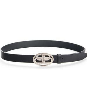 Balenciaga Oval Bb Buckle Leather Belt - Black