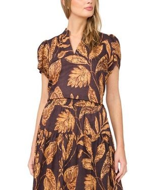Halogen® Ruffle Neck Flutter Sleeve Cotton Top - Orange