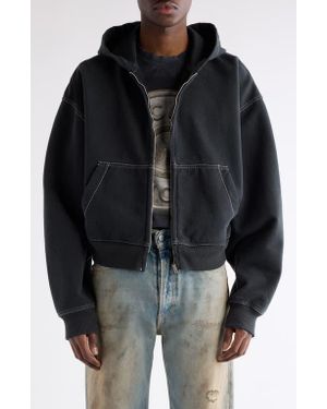 Acne Studios Foscar U Autograph Logo Embroidered Zip Hoodie - Black