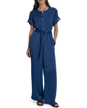 DKNY Twill Utility Jumpsuit - Blue