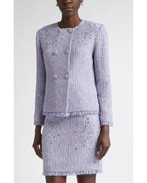 St. John Sinclair Monroe Tweed Jacket - Purple