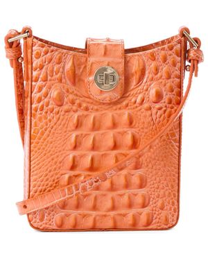 Brahmin Marley Croc Embossed Leather Crossbody Bag - Orange