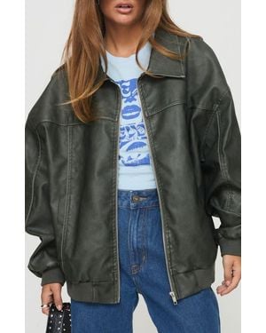 Princess Polly Goldsmith Oversize Faux Leather Bomber Jacket - Multicolor