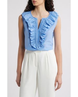 Kobi Halperin Ruffle Sleeveless Top - Blue